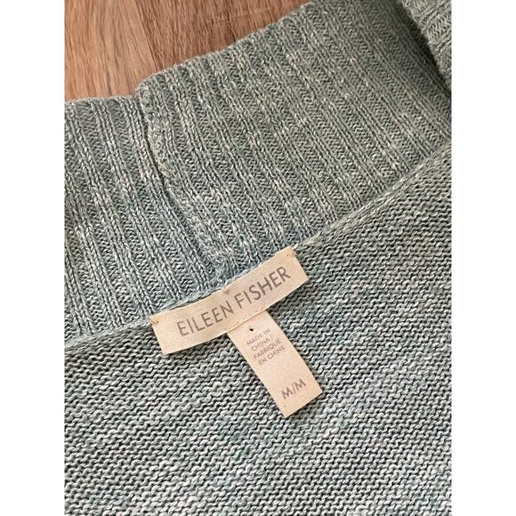 Eileen Fisher Mint Green Organic Cotton Open Drape Cardigan M - Picture 3 of 6